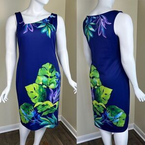 Bold Elements Women's Size XXL Purple Hawaiian Floral Bodycon Midi Dress Stretch